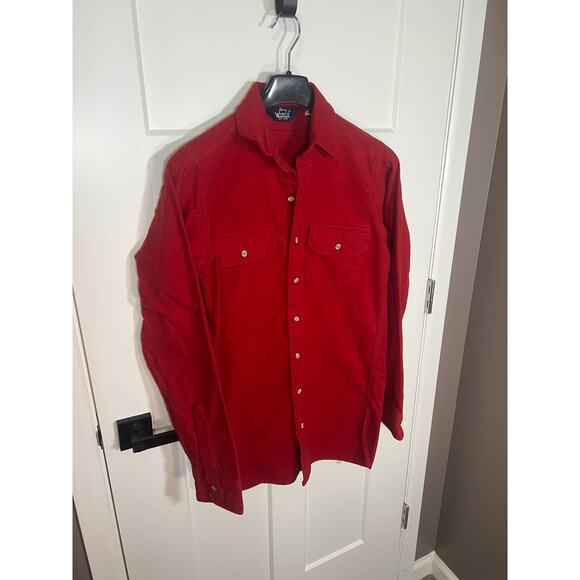 Woolrich Red Vintage Button Down 100% Cotton Size M Medium Mens Long Sleeve - Picture 4 of 7